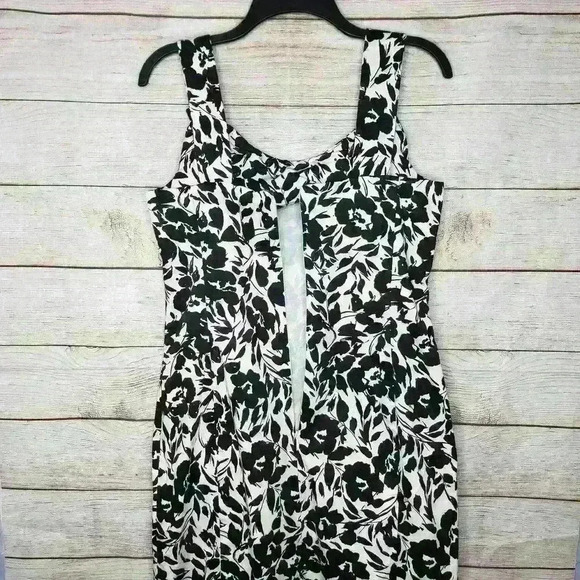 CHAPS by Ralph Lauren black & white floral sheath sundress midi dress size 6 - Picture 4 of 9